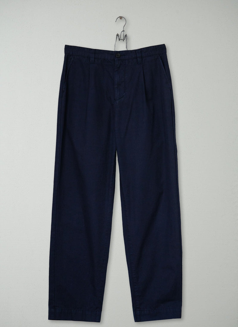 Reworn Mens Cotton  Pleat Trousers Size 30 (104) | Navy