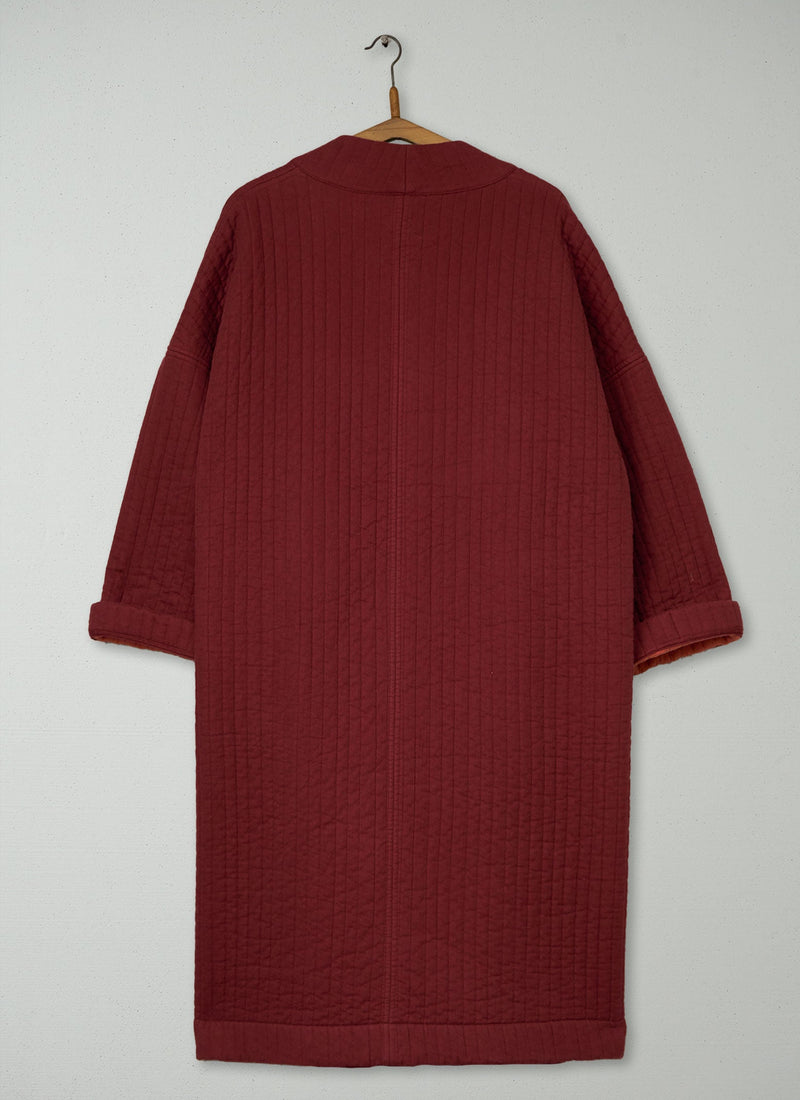 Reworn Quilted Cotton Gown Size SM (082) | Deep Berry