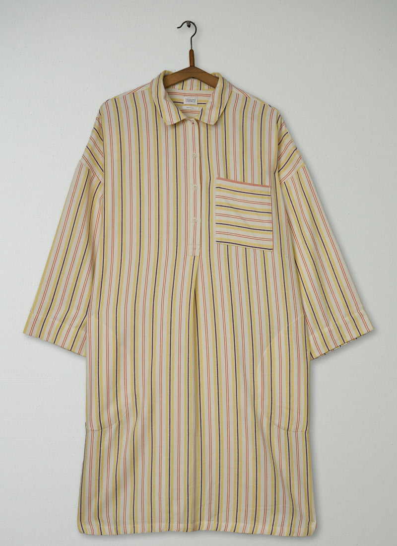 Reworn Stripe Flannel Nightshirt Size M (258) | Multi