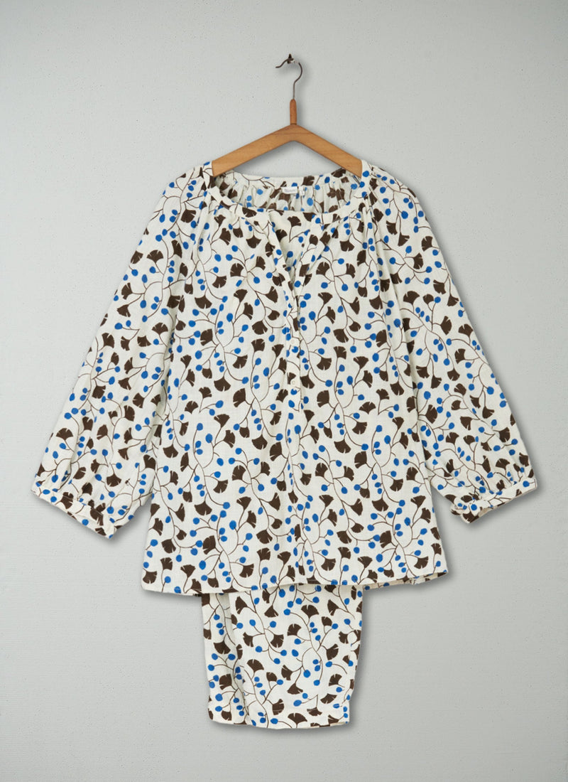 Reworn Ginkgo Print Pajamas Size S (273) | Multi