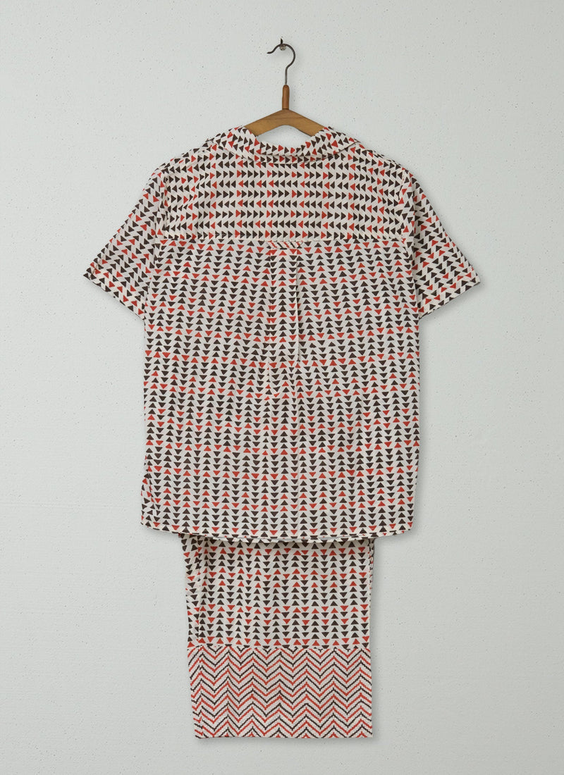 Reworn Geo Block Print Pajamas Size XS (314) | Multi