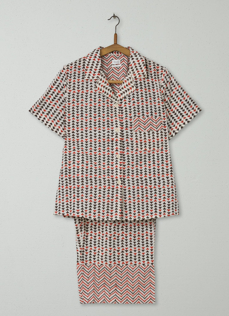 Reworn Geo Block Print Pajamas Size XS (314) | Multi
