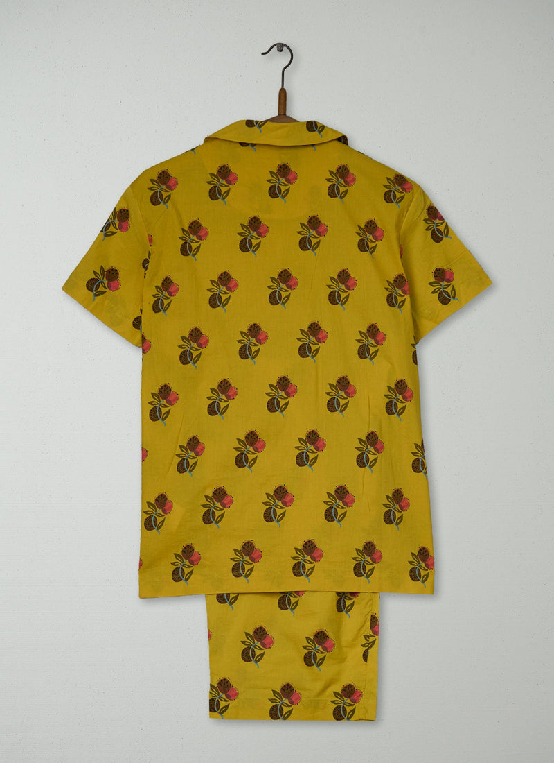 Reworn Block Print Cotton Pajamas Size XS (287) | Multi