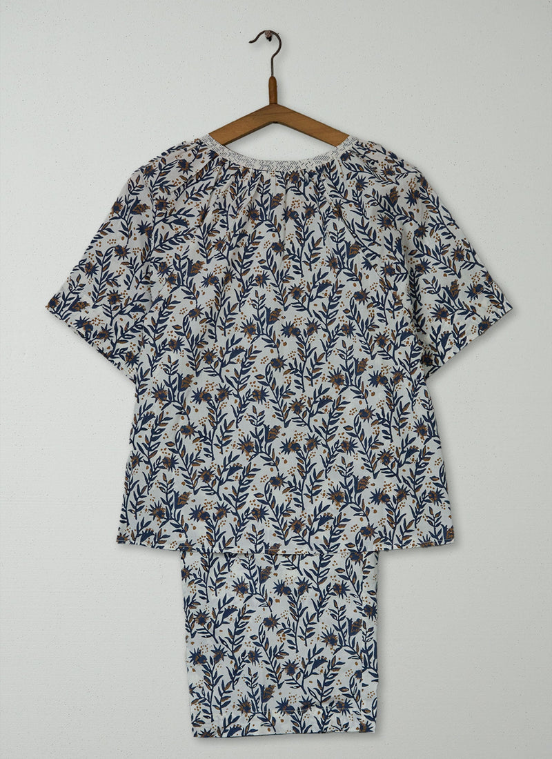 Reworn Block Print Pajamas Size M (290) | Multi