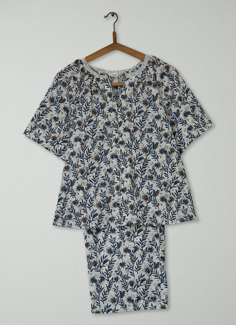 Reworn Block Print Pajamas Size M (290) | Multi