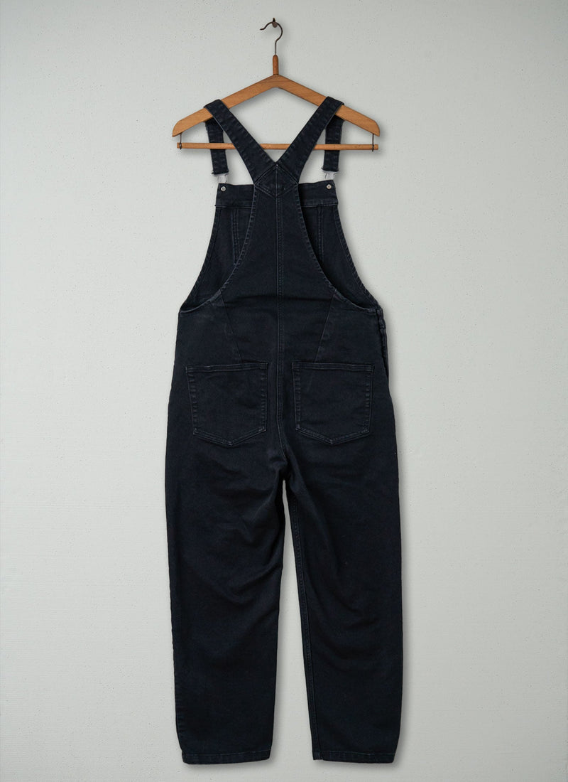 Reworn Black Denim Dungarees Size 16 (1507) | Black