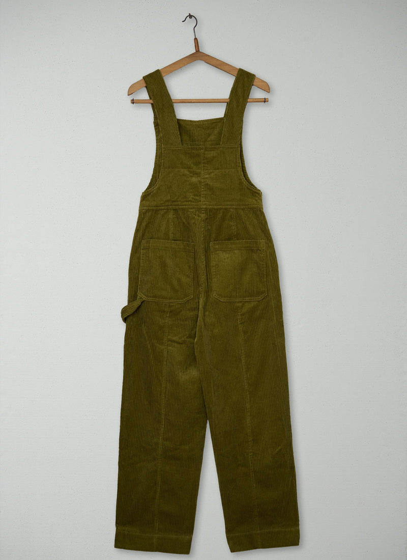 Reworn Cord Dungarees Size 6 (1645) | Woodland Green