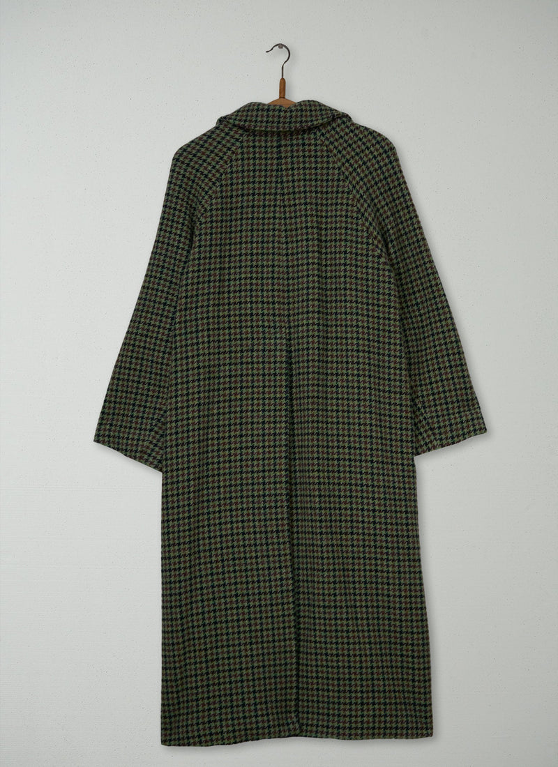 Reworn Wool Houndstooth Raglan Coat Size M (168) | Multi