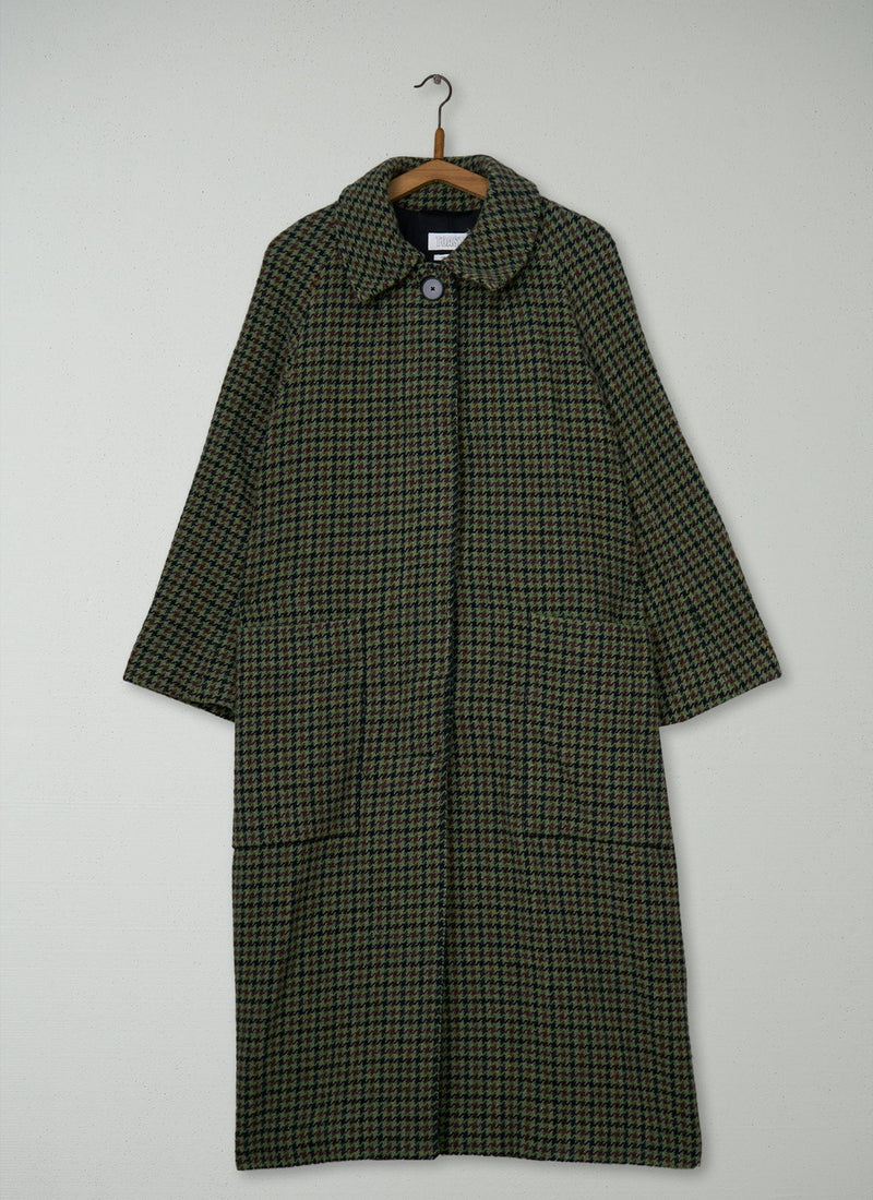 Reworn Wool Houndstooth Raglan Coat Size M (168) | Multi