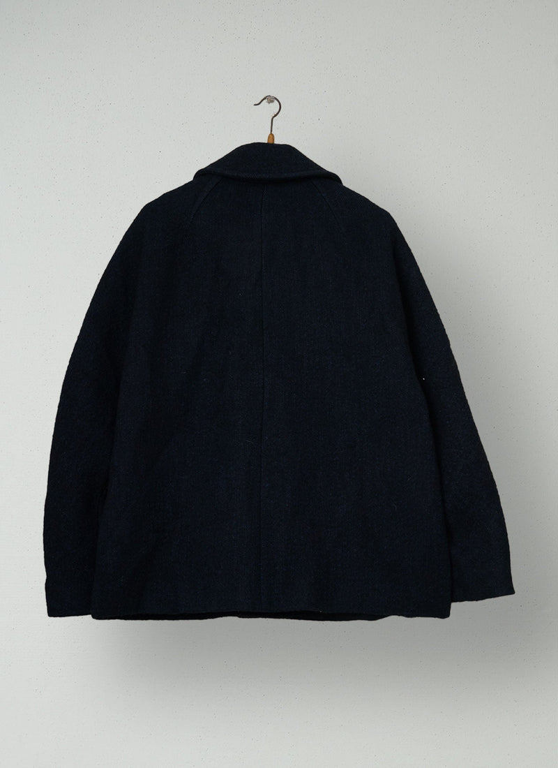 Reworn Boiled Wool Short Coat Size XS (159) | Indigo