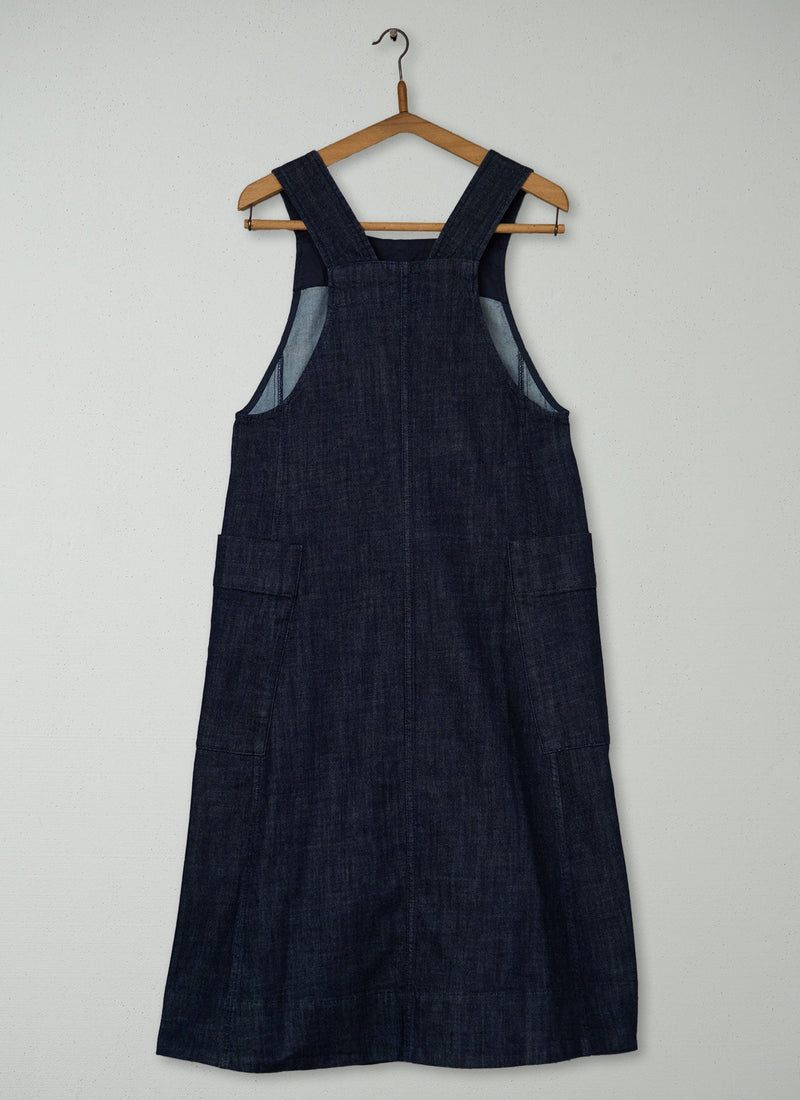 Reworn Indigo Denim Pinafore Dress Size 6 (2141) | Indigo