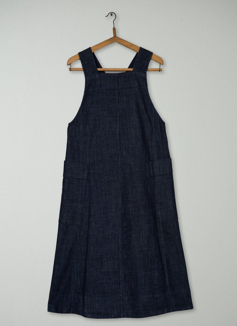 Reworn Indigo Denim Pinafore Dress Size 6 (2141) | Indigo