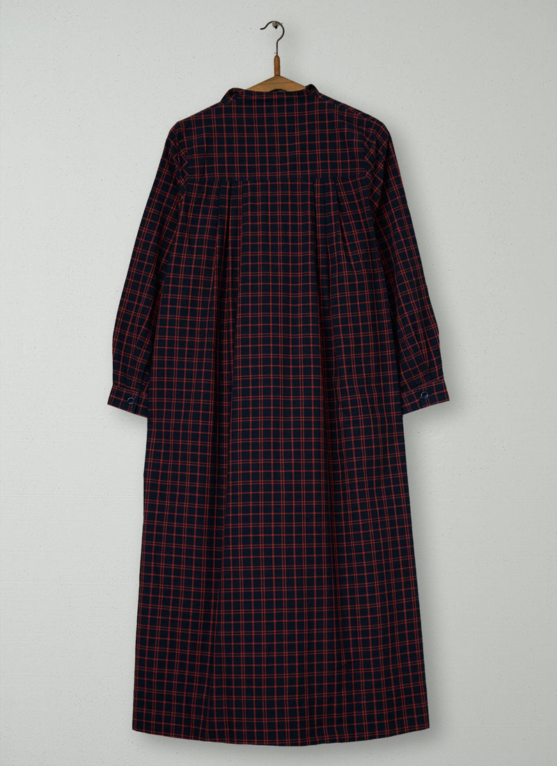 Reworn Tie Neck Check Cotton Dress Size 18 (1968) | Multi