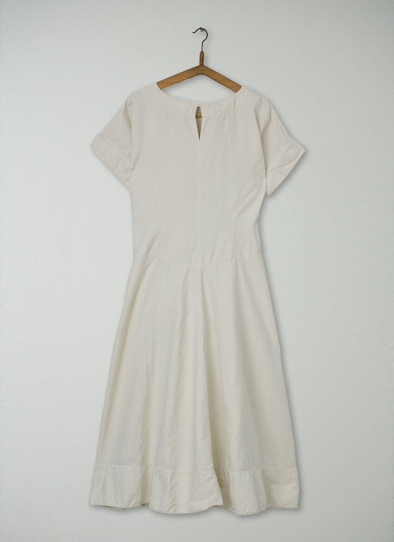 Reworn Cotton Linen Circle Dress Size 10 (2043) | Parchment