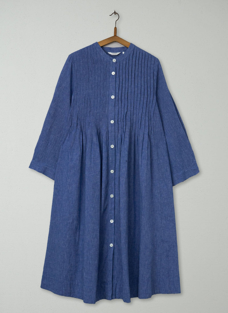 Reworn Pintuck Chambray Dress Size 10 (2265) | Chambray