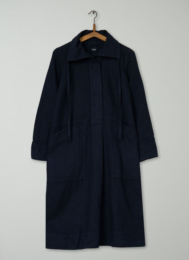 Reworn Drawstring Collar Dress Size XS (1998) | Slate
