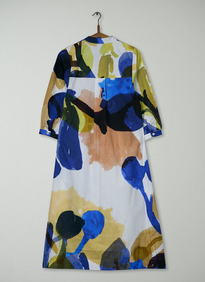 Reworn Abstract Print Cotton Poplin Dress Size S (1900) | Multi