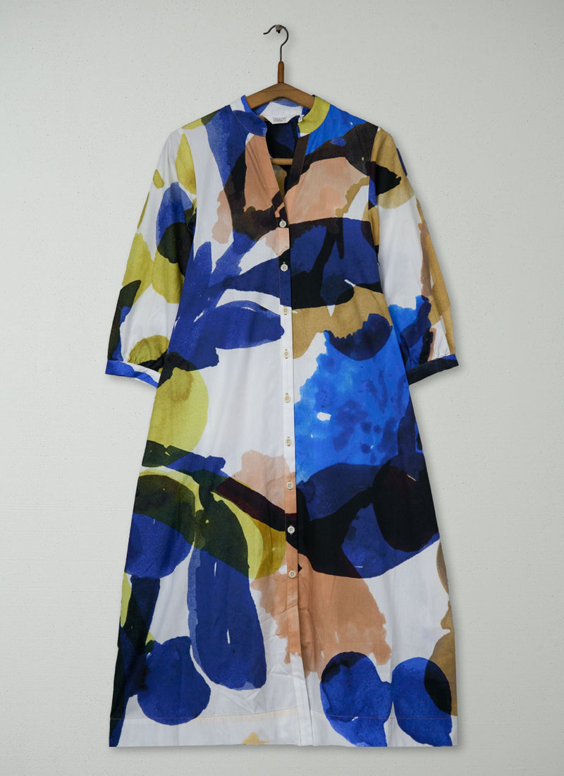 Reworn Abstract Print Cotton Poplin Dress Size S (1900) | Multi