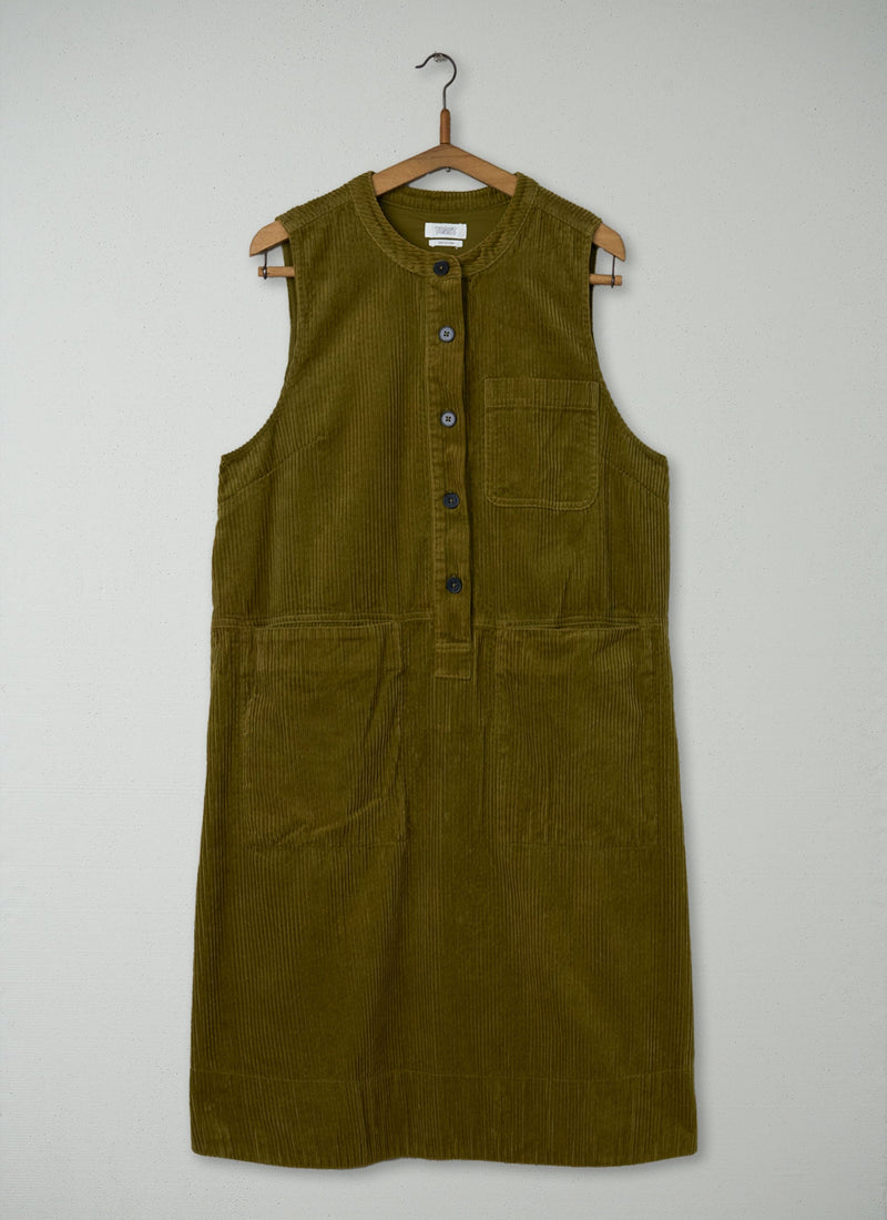 Reworn Cord Sleeveless Tunic Dress Size M (1924) | Woodland Green