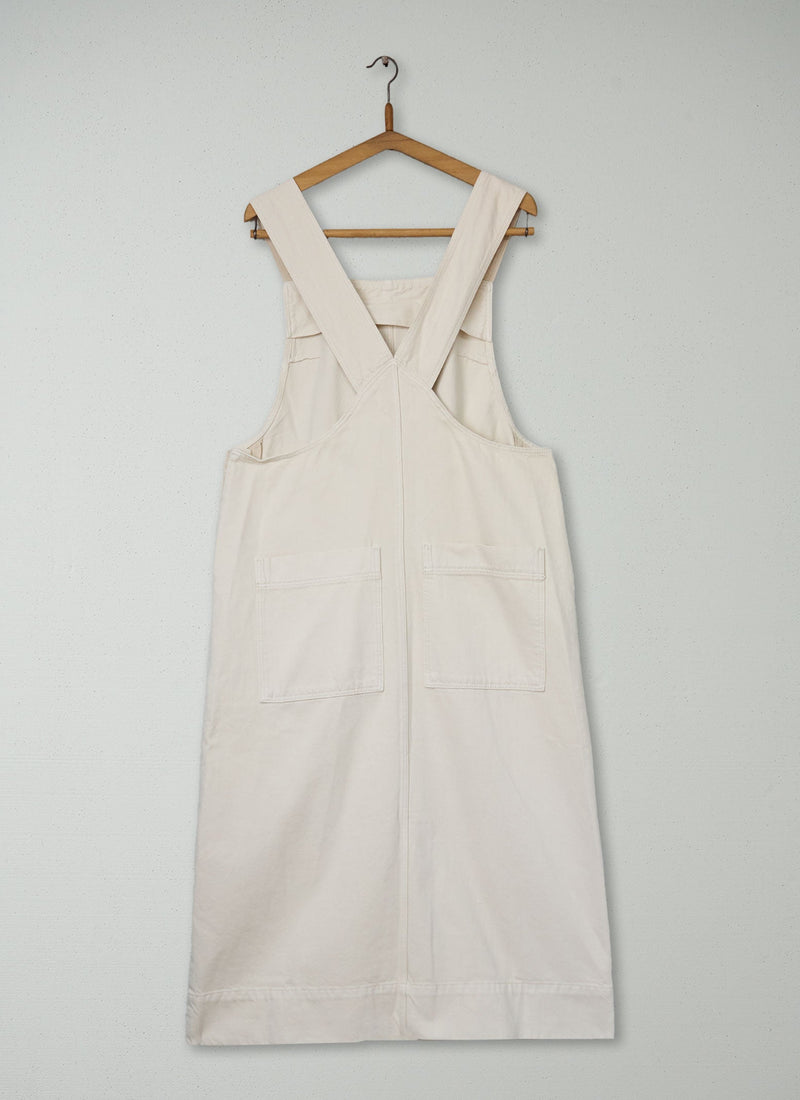 Reworn Side Button Pinafore Dress Size 12 (2088) | Parchment