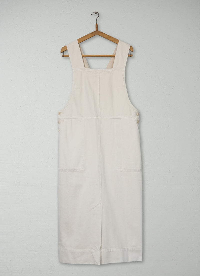 Reworn Side Button Pinafore Dress Size 12 (2088) | Parchment