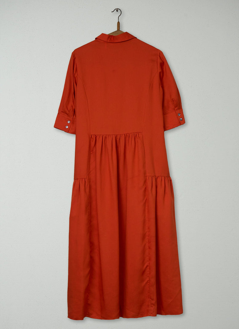 Reworn Tiered Shirt Dress Size 04 (2073) | Nasturtium