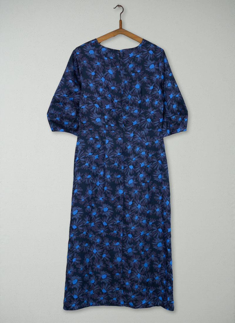 Reworn Rounded Sleeve Painted Daisy Dress Size 12 (2008) | Multi