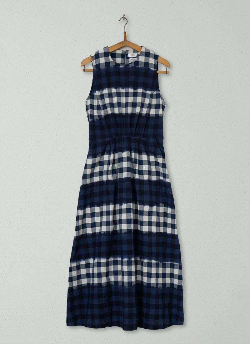 Reworn Dip Dye Gingham Cotton Dress Size 6 (2155) | Multi