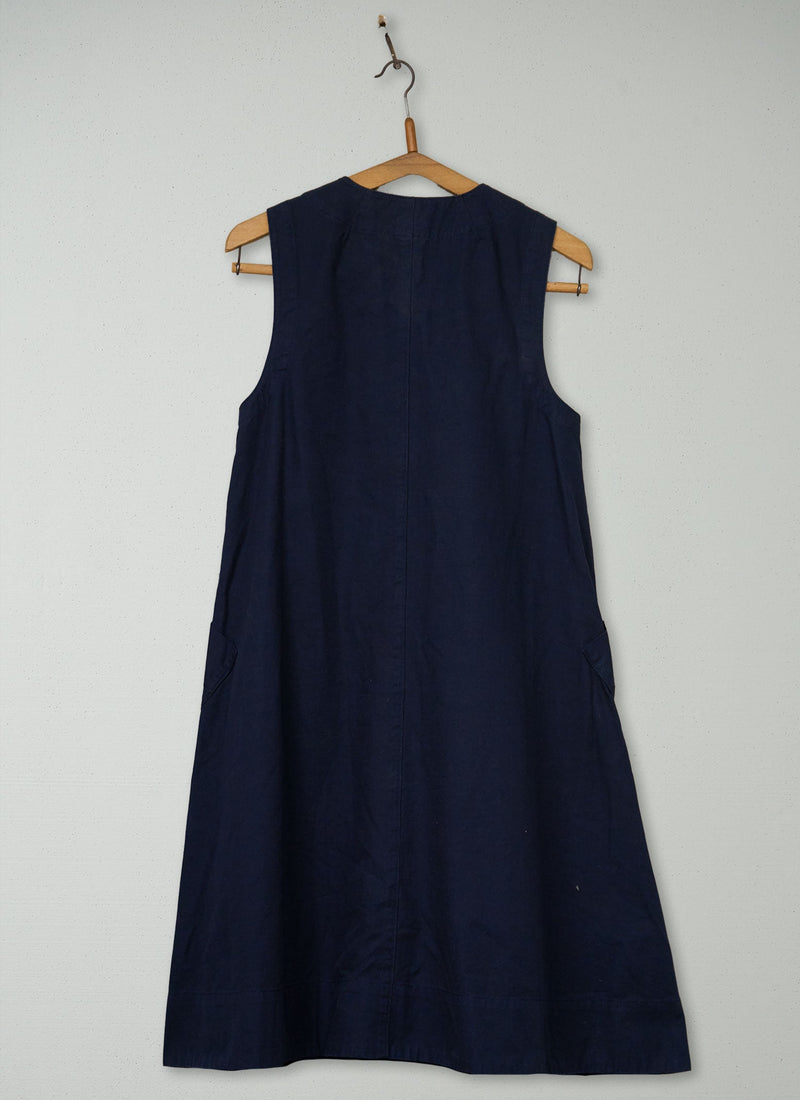 Reworn Buttoned A Line Cotton Dress Size S (2029) | Washed Black