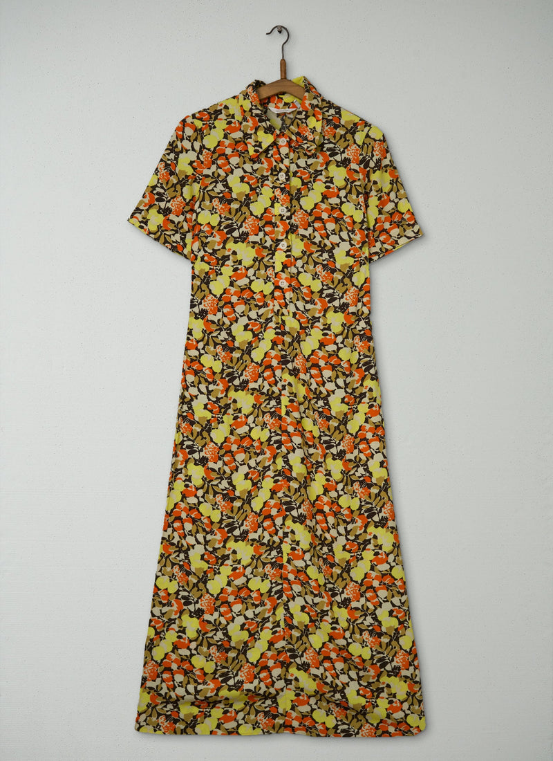 Reworn Hedgerow Print Crepe Dress Size 4 (1972) | Multi