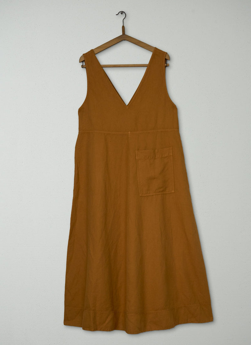 Reworn Cotton Linen Twill Dress Size 16 (2154) | Butterscotch