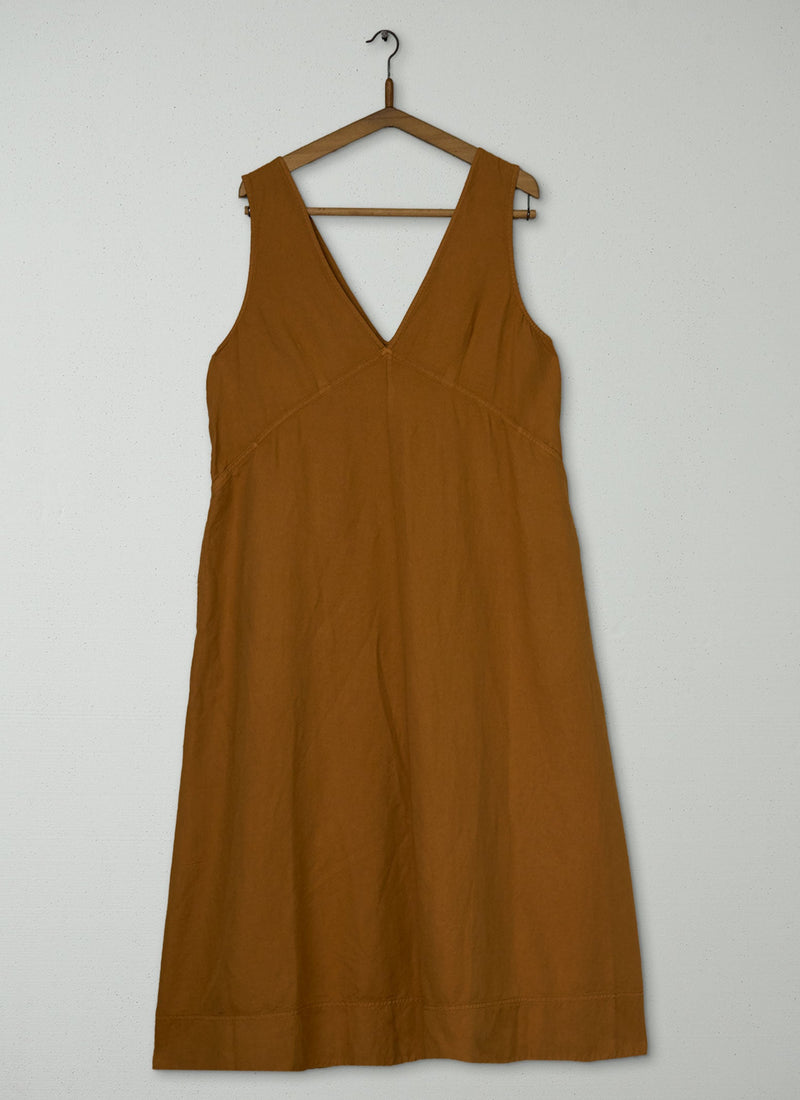 Reworn Cotton Linen Twill Dress Size 16 (2154) | Butterscotch