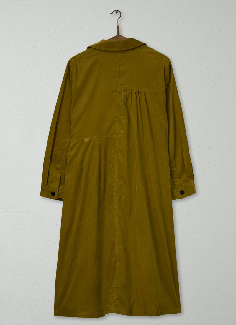 Reworn Panelled Needlecord Dress Size 16 (2225) | Golden Olive