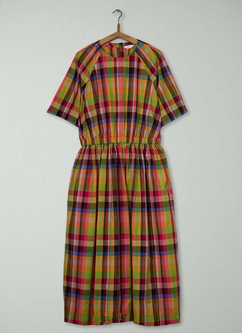 Reworn Cotton Check Dress Size 12 (2239) | Multi
