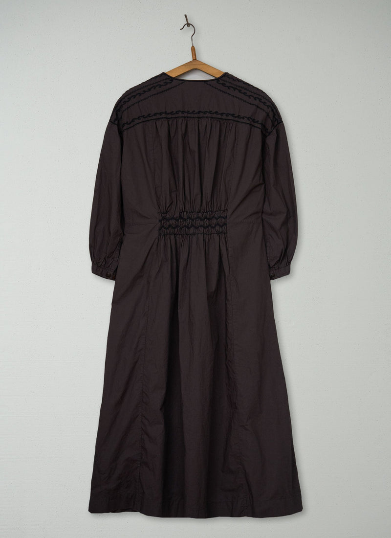 Reworn Smocked Cotton Dress Size M (2047) | Black Walnut