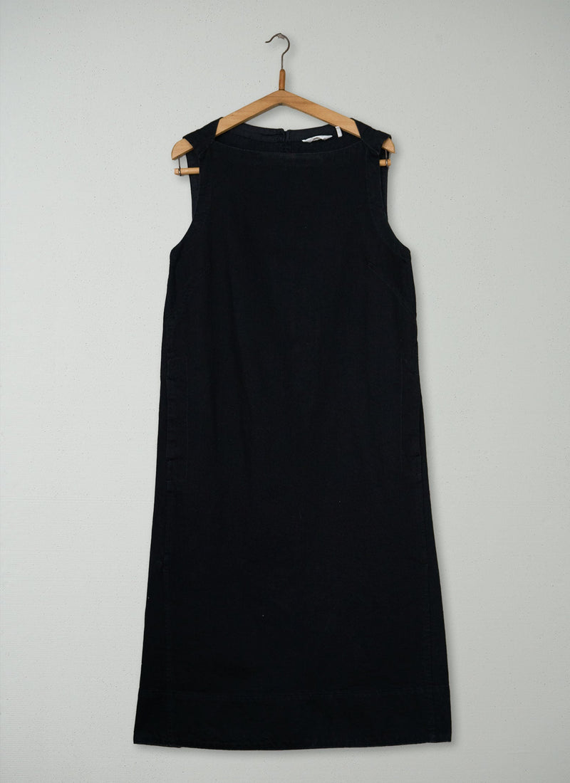 Reworn Denim Pinafore Dress Size 10 (2179) | Black