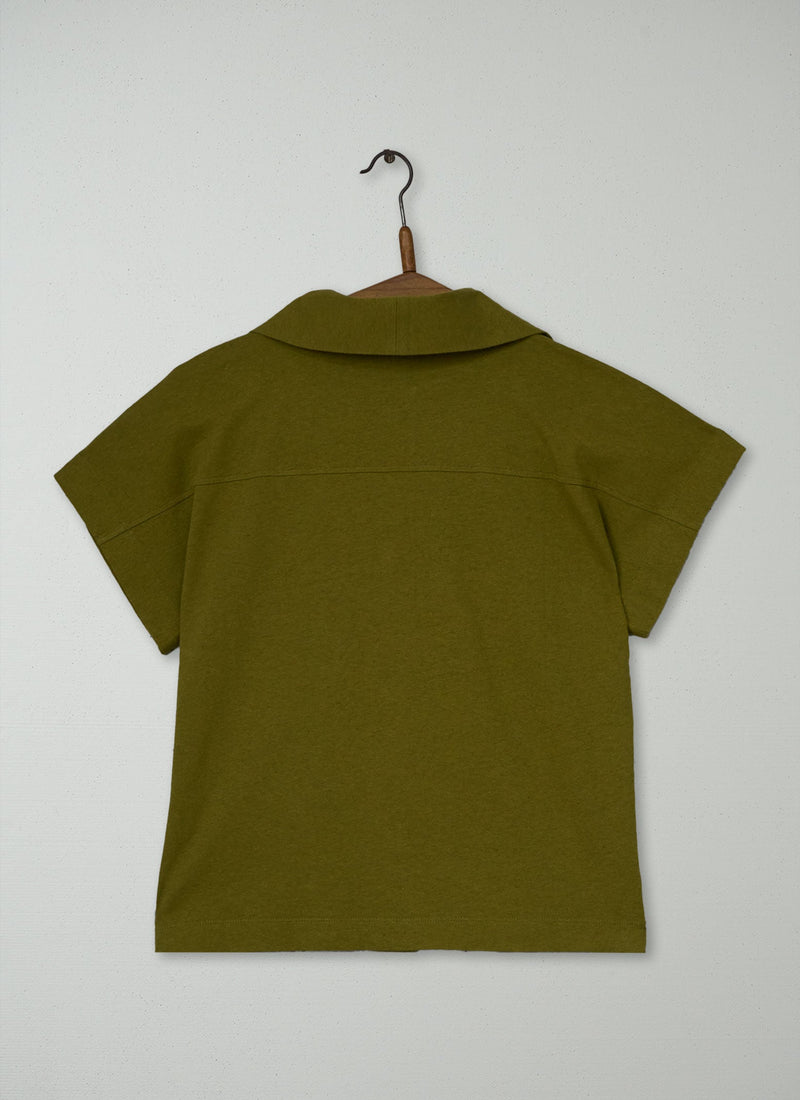 Reworn Cotton Linen Jersey Shirt Size XXS (187) | Leaf