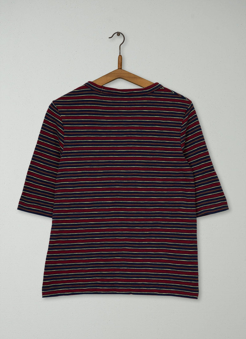 Reworn Stripe Cotton Tee Size M (208) | Multi