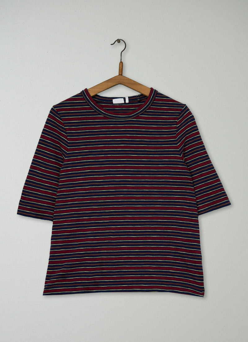 Reworn Stripe Cotton Tee Size S (201) | Multi