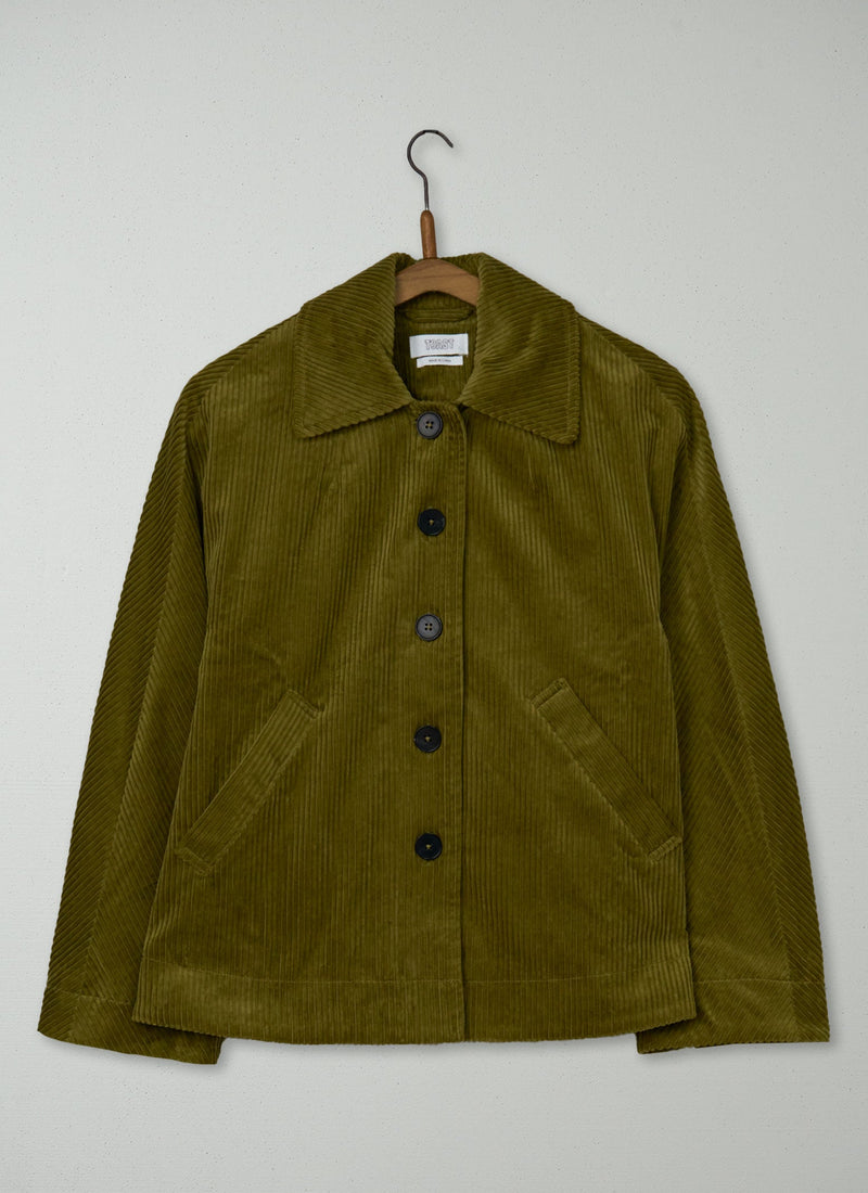 Reworn Cord Jacket Size XXS (265) | Woodland Green