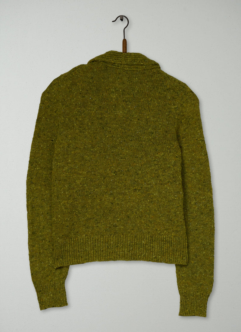 Reworn Donegal Wool Cardigan Size XS (640) | Citrus Green