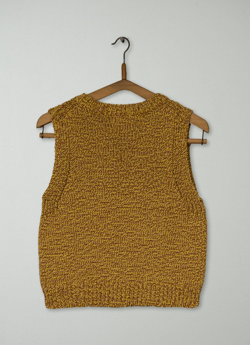 Reworn Cotton Merino Knitted Tank Size S (637) | Mustard Marl