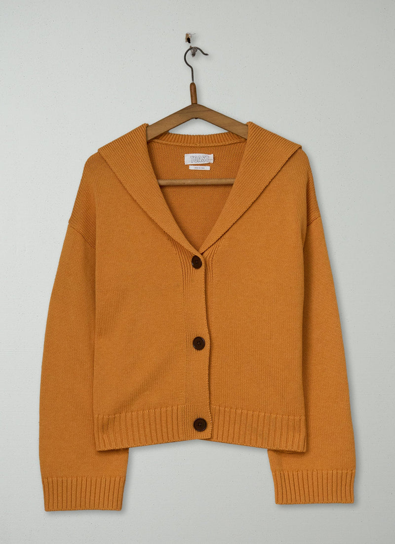 Reworn Collared Wool Cotton Cardigan Size XXSXS (721) | Cantaloupe Melon