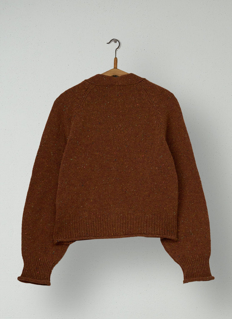 Reworn Donegal Wool Cardigan Size M (734) | Cinnamon