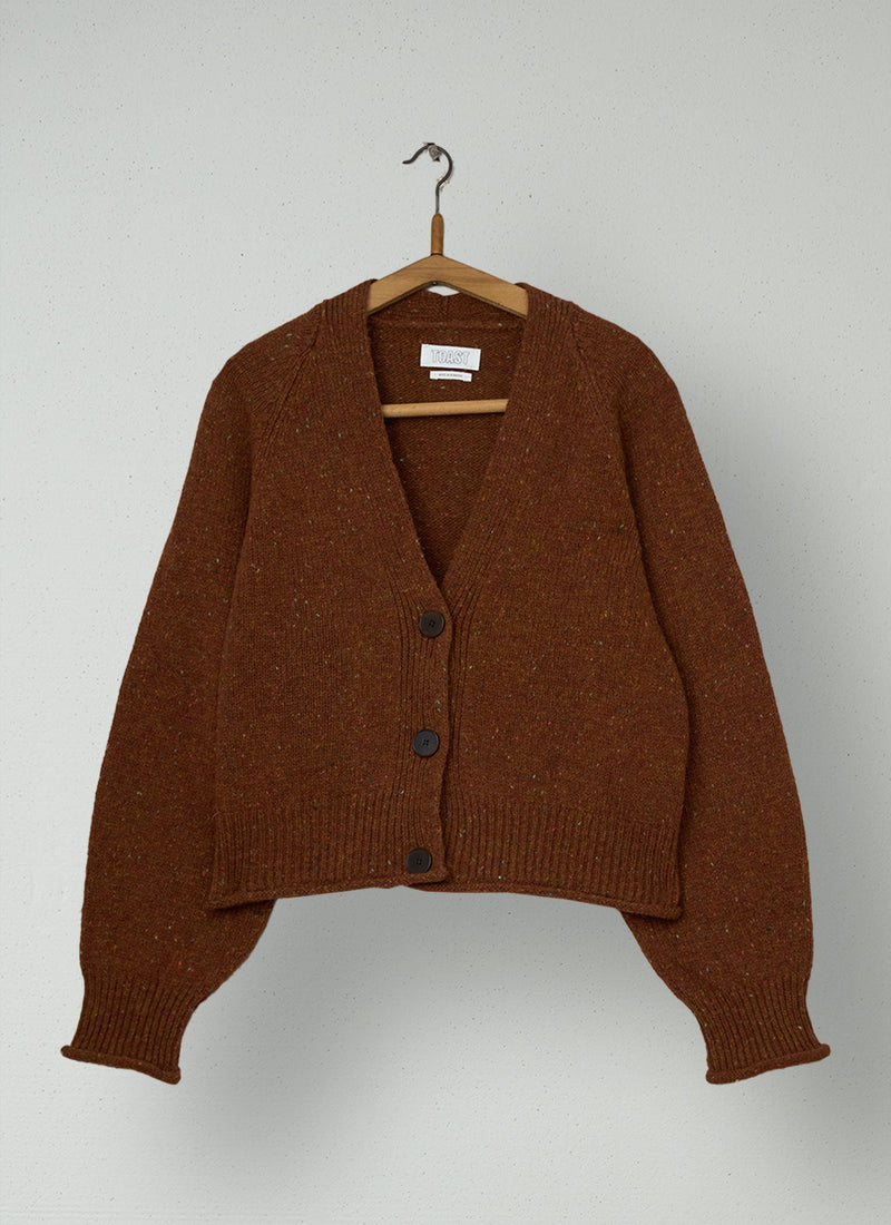 Reworn Donegal Wool Cardigan Size M (734) | Cinnamon