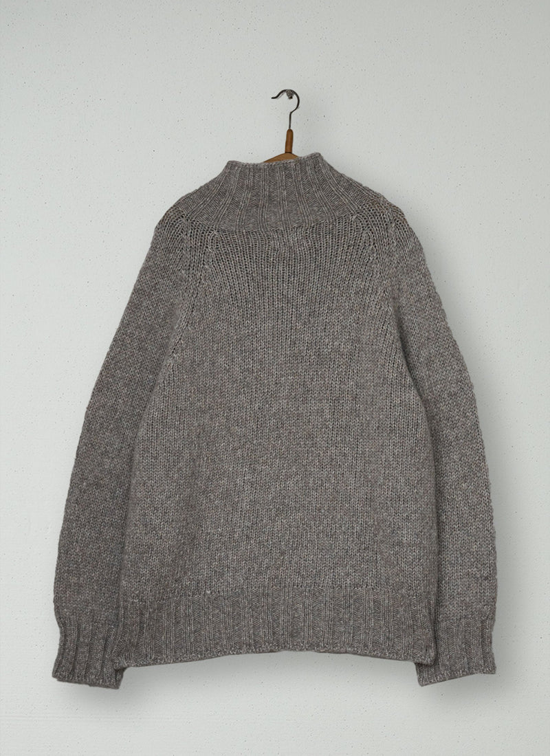 Reworn Alpaca High Neck Sweater Size SM (701) | Stone
