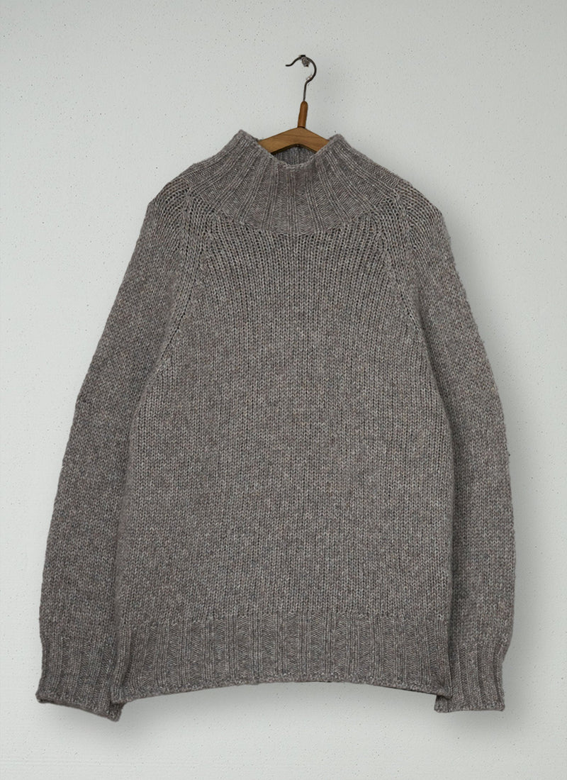 Reworn Alpaca High Neck Sweater Size SM (701) | Stone