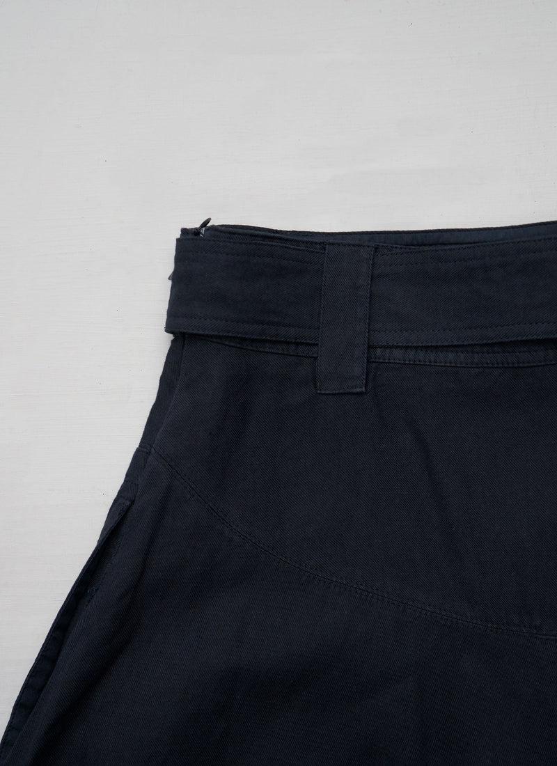Reworn Cotton Linen Circle Skirt Size 6 (347) | Slate