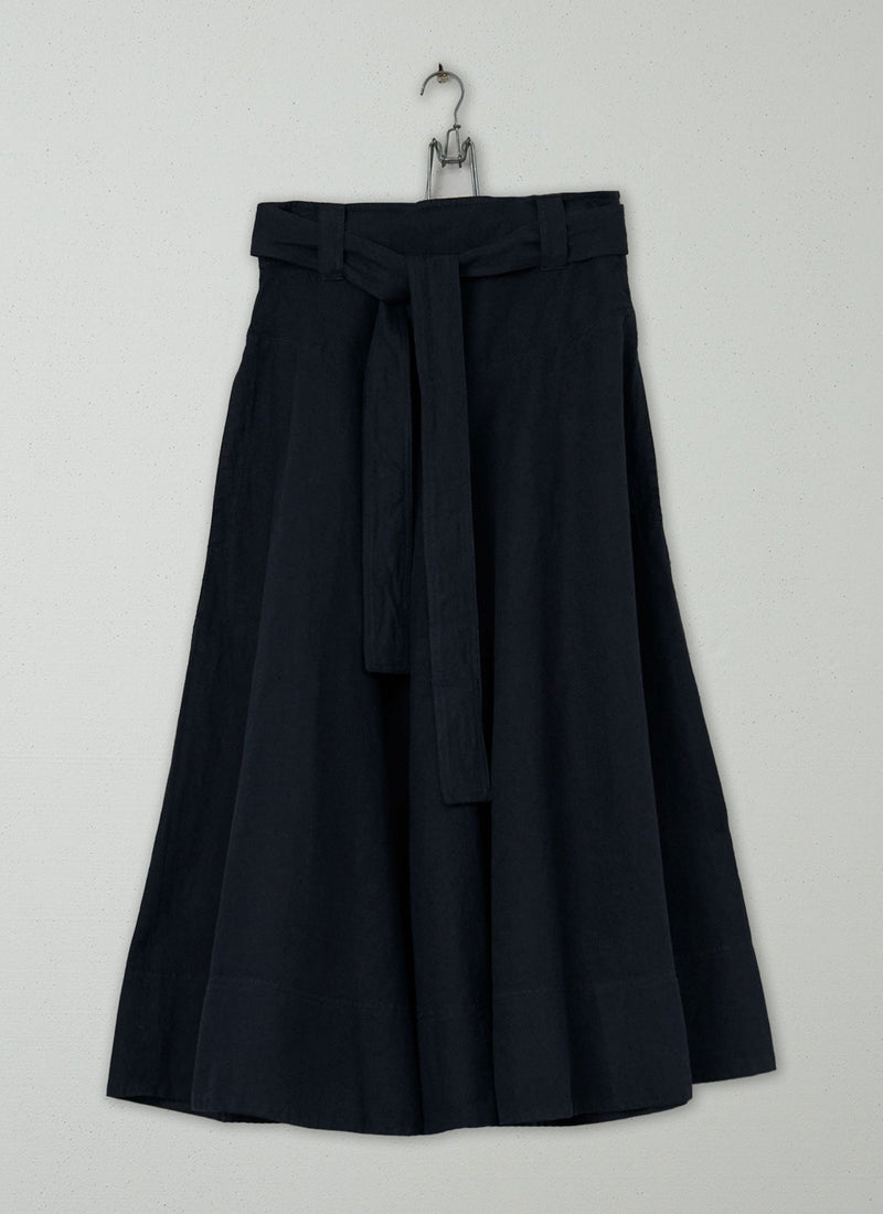 Reworn Cotton Linen Circle Skirt Size 6 (347) | Slate