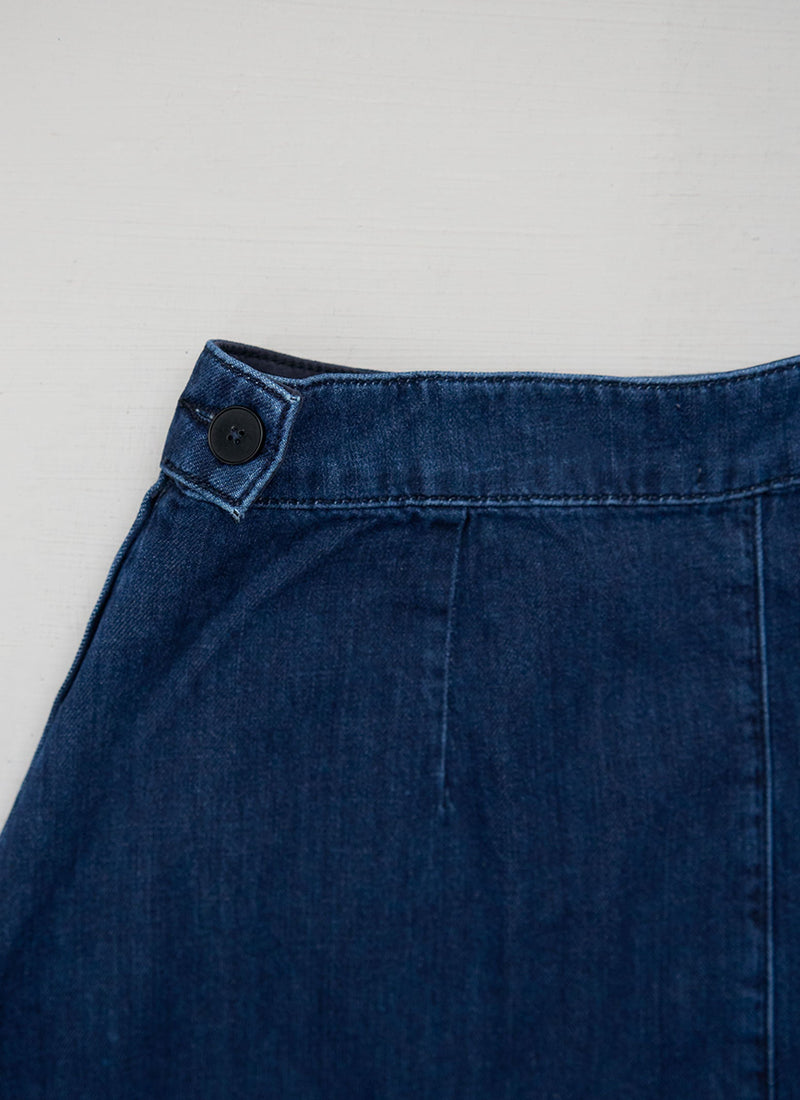 Reworn Denim Workwear Skirt Size 6 (359) | Indigo